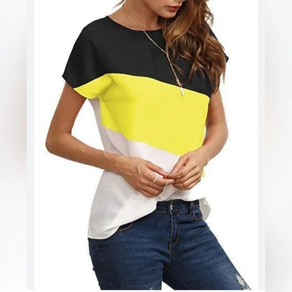 Short Sleeve Colorblock T-shirt size medium - Picture 2 of 5